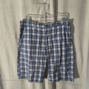 Men's Size 36" Blue Plaid Flat Front Shorts by Michael Brandon